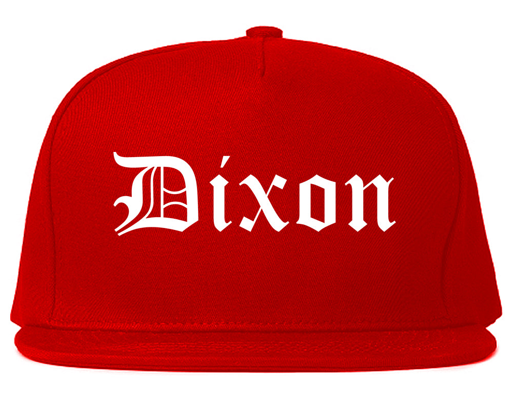 Dixon Illinois IL Old English Mens Snapback Hat Red