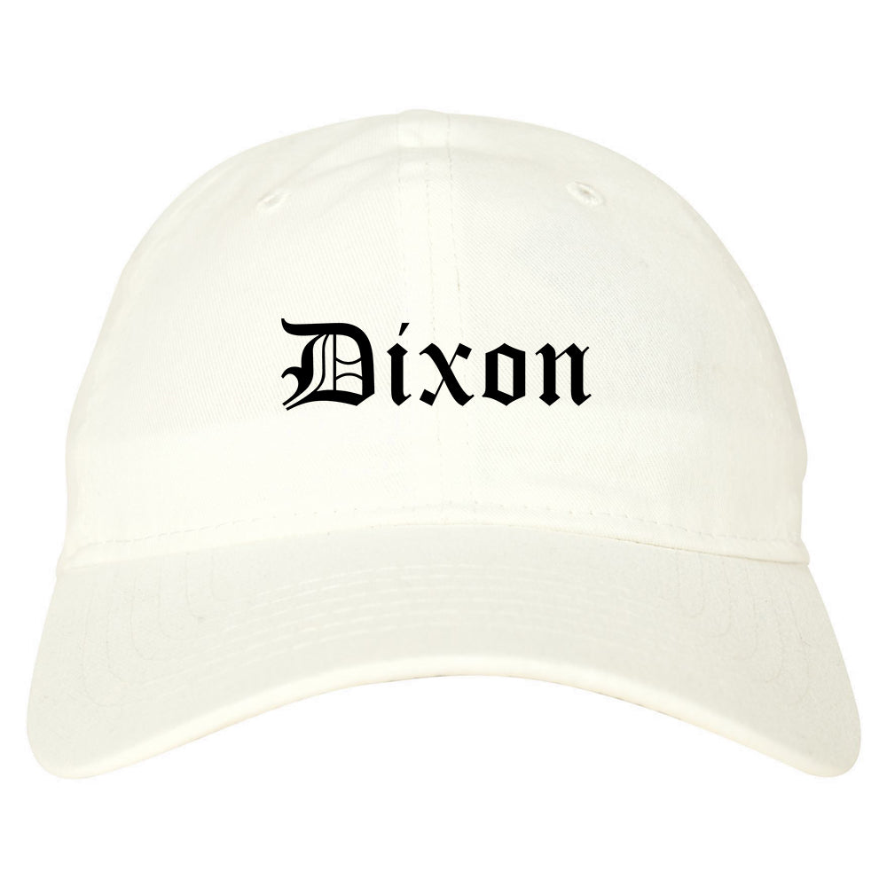 Dixon Illinois IL Old English Mens Dad Hat Baseball Cap White