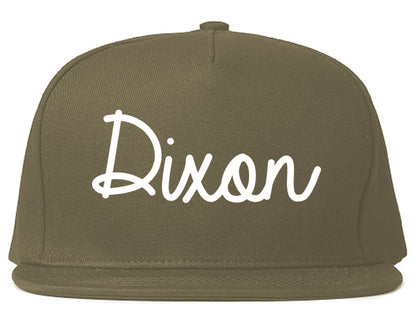Dixon Illinois IL Script Mens Snapback Hat Grey