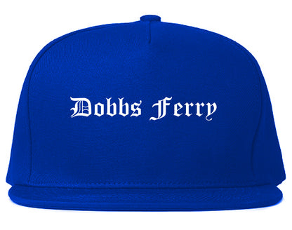 Dobbs Ferry New York NY Old English Mens Snapback Hat Royal Blue