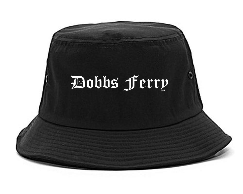 Dobbs Ferry New York NY Old English Mens Bucket Hat Black