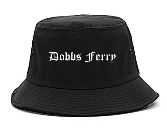 Dobbs Ferry New York NY Old English Mens Bucket Hat Black