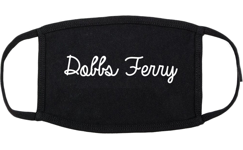 Dobbs Ferry New York NY Script Cotton Face Mask Black