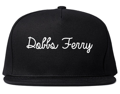 Dobbs Ferry New York NY Script Mens Snapback Hat Black