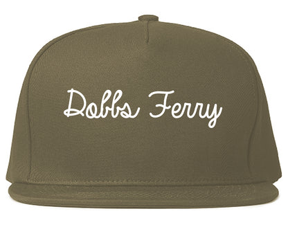 Dobbs Ferry New York NY Script Mens Snapback Hat Grey