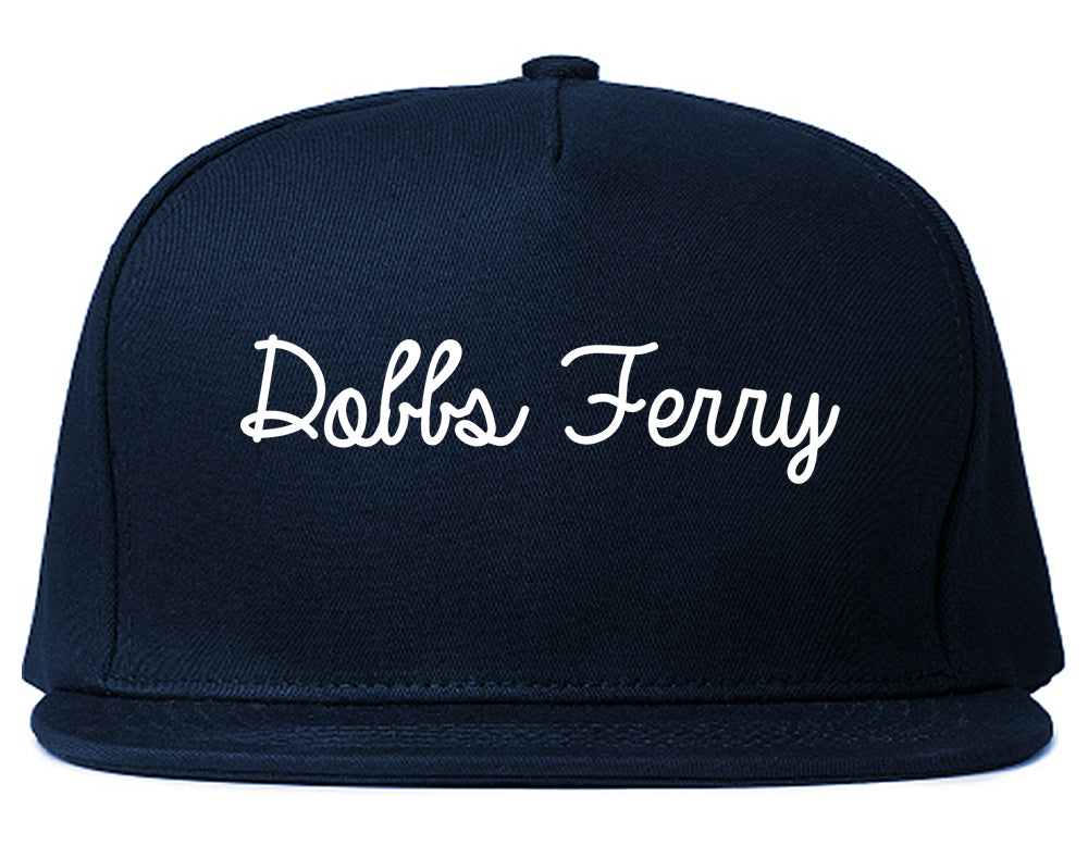 Dobbs Ferry New York NY Script Mens Snapback Hat Navy Blue