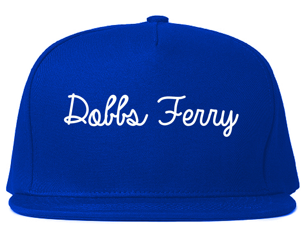 Dobbs Ferry New York NY Script Mens Snapback Hat Royal Blue