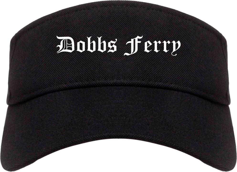 Dobbs Ferry New York NY Old English Mens Visor Cap Hat Black