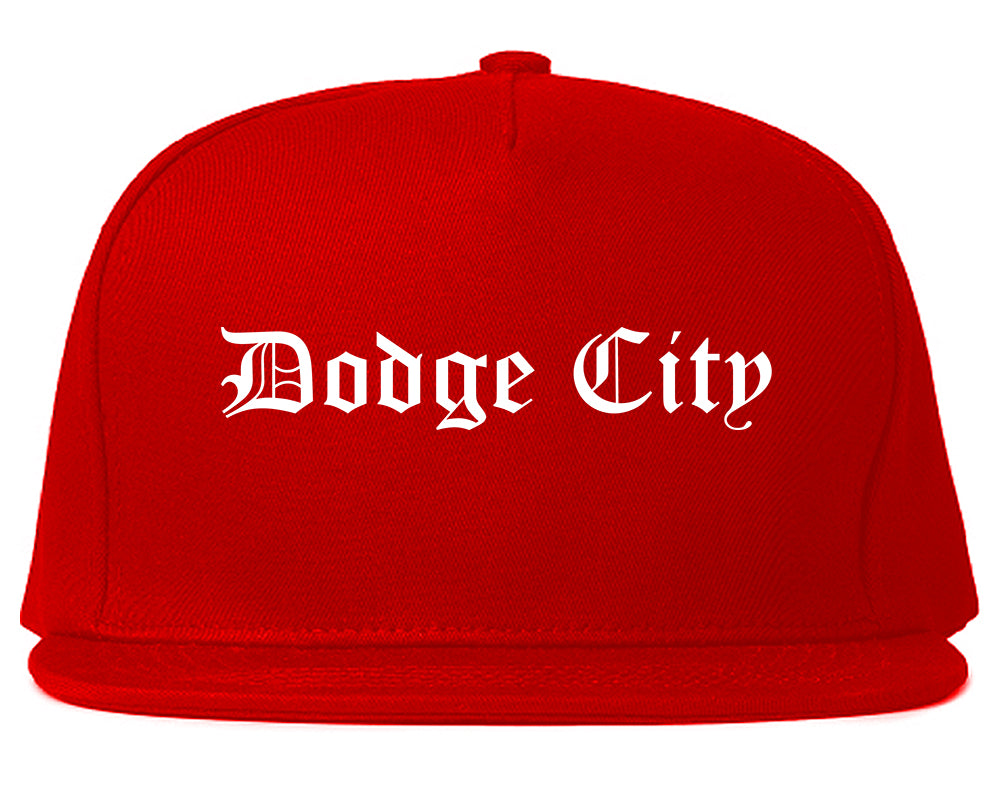 Dodge City Kansas KS Old English Mens Snapback Hat Red