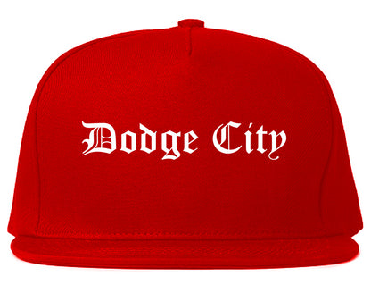 Dodge City Kansas KS Old English Mens Snapback Hat Red