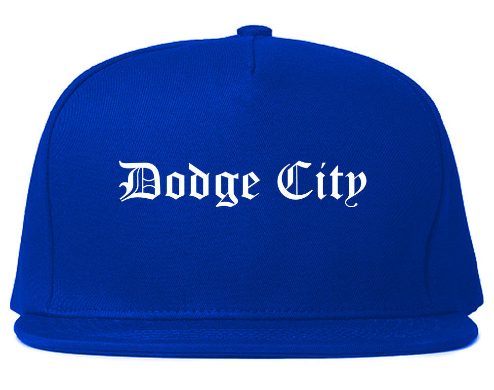 Dodge City Kansas KS Old English Mens Snapback Hat Royal Blue