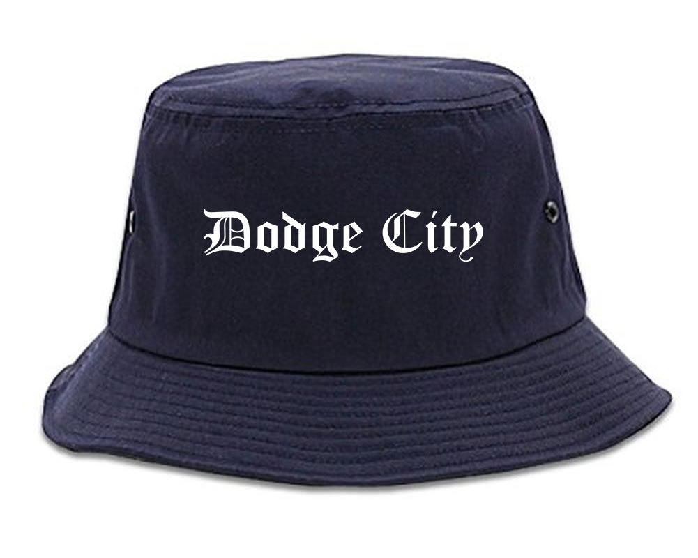 Dodge City Kansas KS Old English Mens Bucket Hat Navy Blue