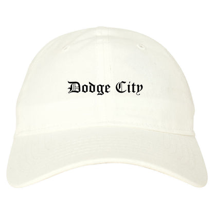 Dodge City Kansas KS Old English Mens Dad Hat Baseball Cap White