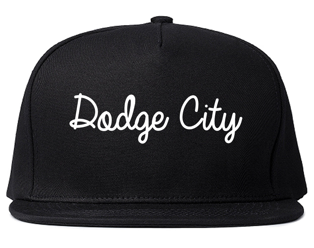 Dodge City Kansas KS Script Mens Snapback Hat Black