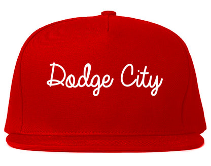 Dodge City Kansas KS Script Mens Snapback Hat Red