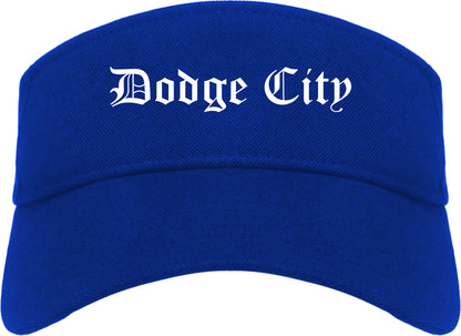 Dodge City Kansas KS Old English Mens Visor Cap Hat Royal Blue