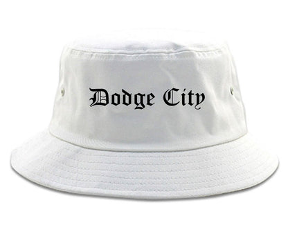 Dodge City Kansas KS Old English Mens Bucket Hat White