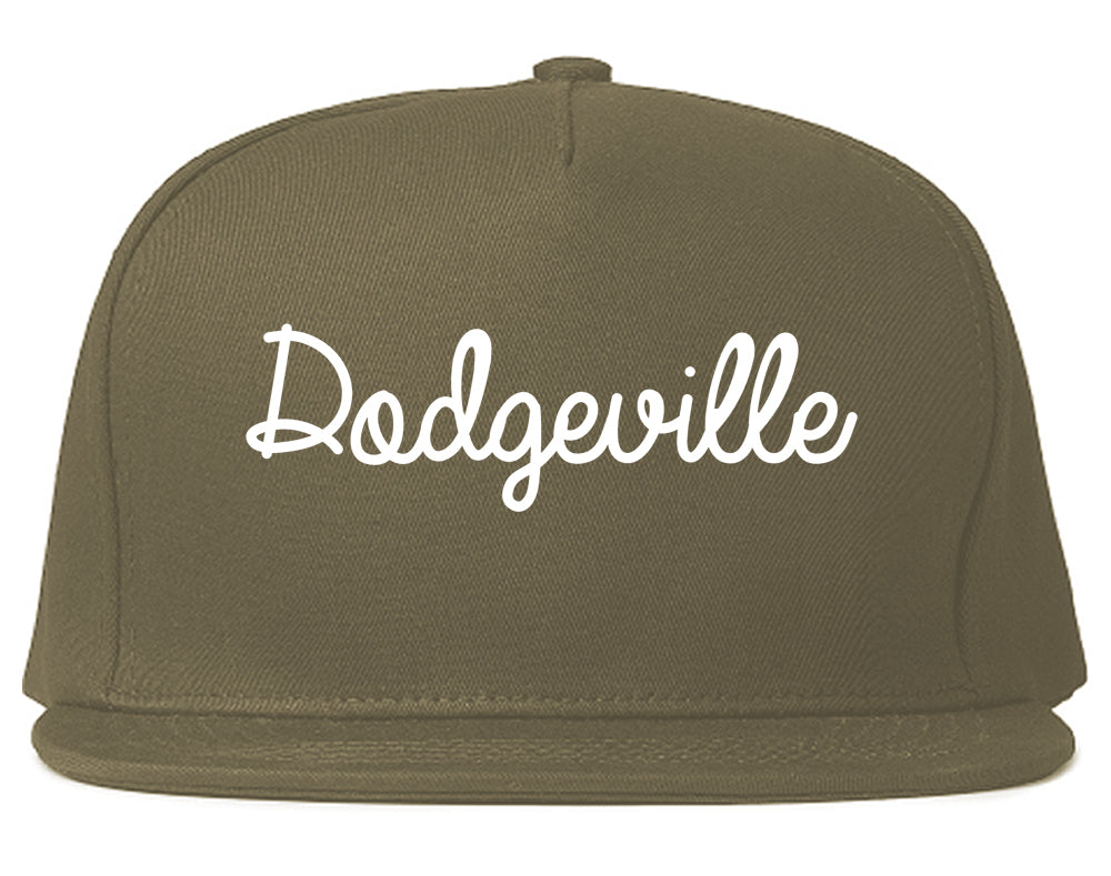 Dodgeville Wisconsin WI Script Mens Snapback Hat Grey
