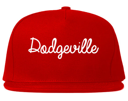 Dodgeville Wisconsin WI Script Mens Snapback Hat Red