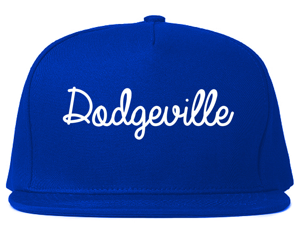 Dodgeville Wisconsin WI Script Mens Snapback Hat Royal Blue