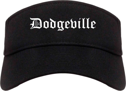 Dodgeville Wisconsin WI Old English Mens Visor Cap Hat Black