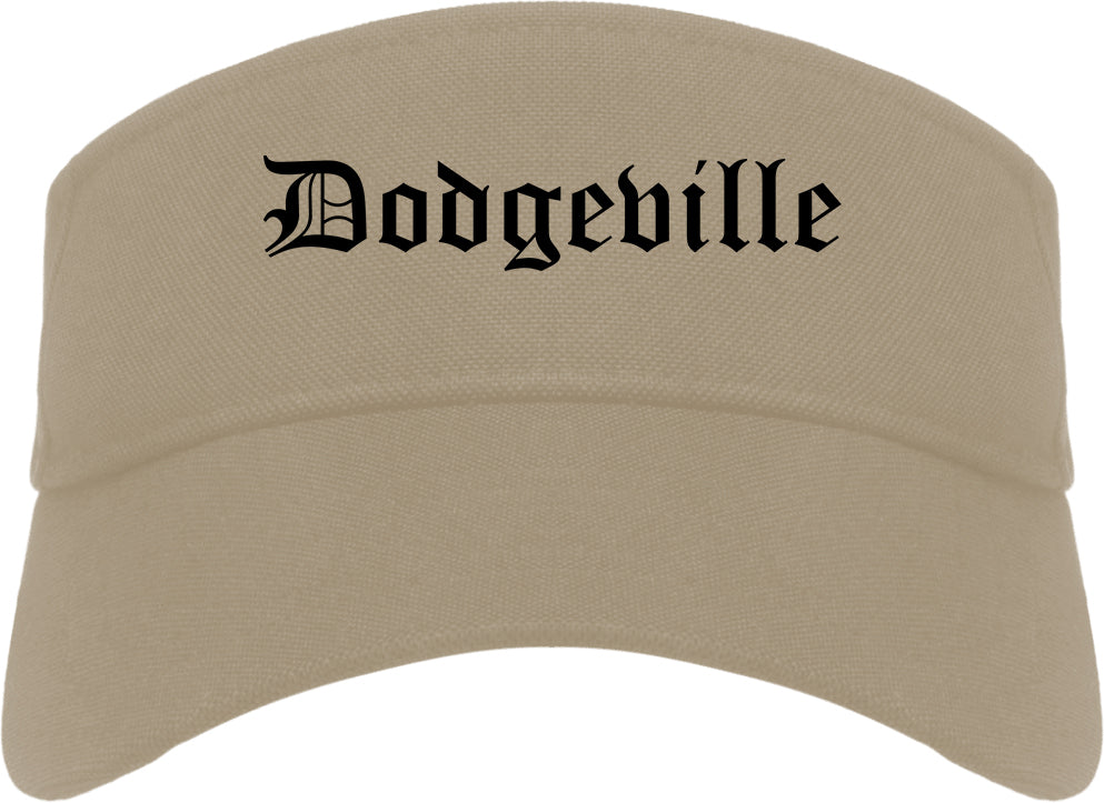 Dodgeville Wisconsin WI Old English Mens Visor Cap Hat Khaki