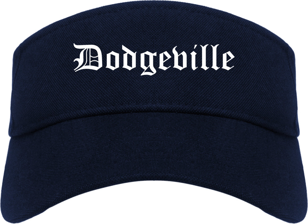 Dodgeville Wisconsin WI Old English Mens Visor Cap Hat Navy Blue
