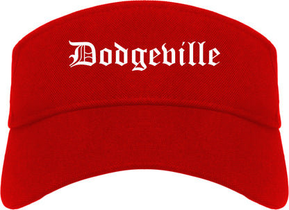 Dodgeville Wisconsin WI Old English Mens Visor Cap Hat Red