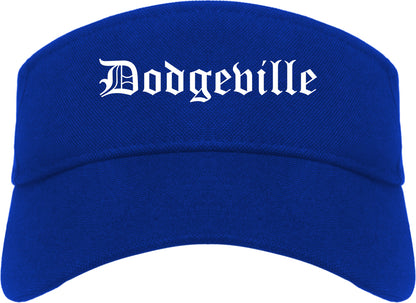 Dodgeville Wisconsin WI Old English Mens Visor Cap Hat Royal Blue