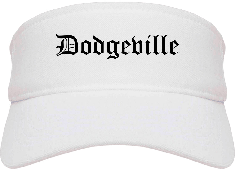 Dodgeville Wisconsin WI Old English Mens Visor Cap Hat White