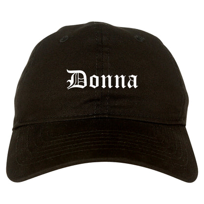 Donna Texas TX Old English Mens Dad Hat Baseball Cap Black