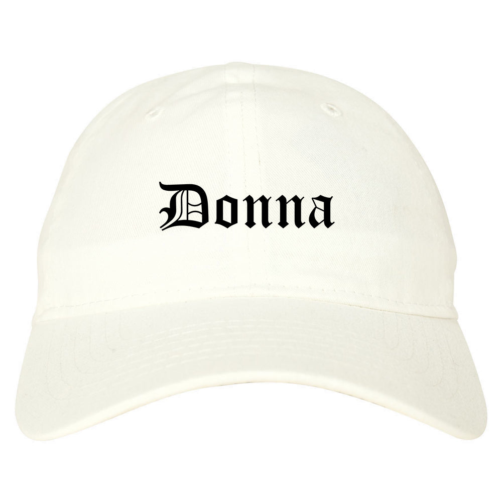Donna Texas TX Old English Mens Dad Hat Baseball Cap White