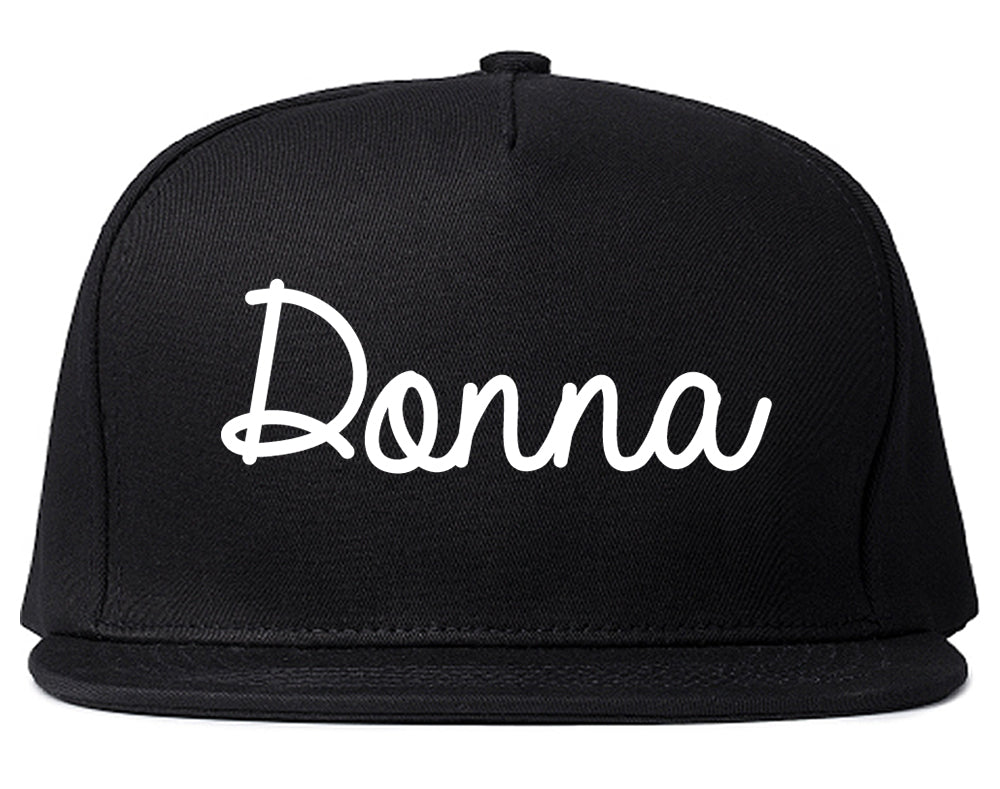 Donna Texas TX Script Mens Snapback Hat Black