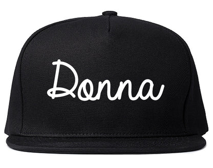 Donna Texas TX Script Mens Snapback Hat Black