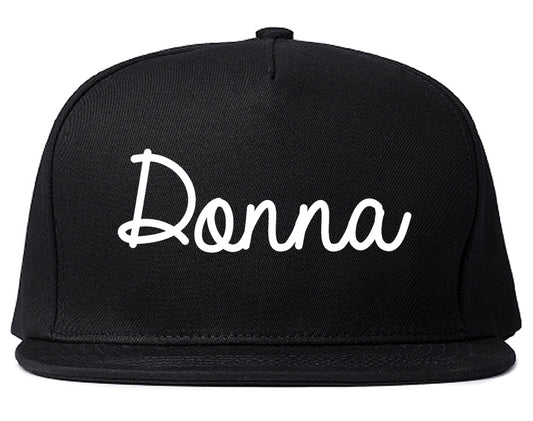 Donna Texas TX Script Mens Snapback Hat Black