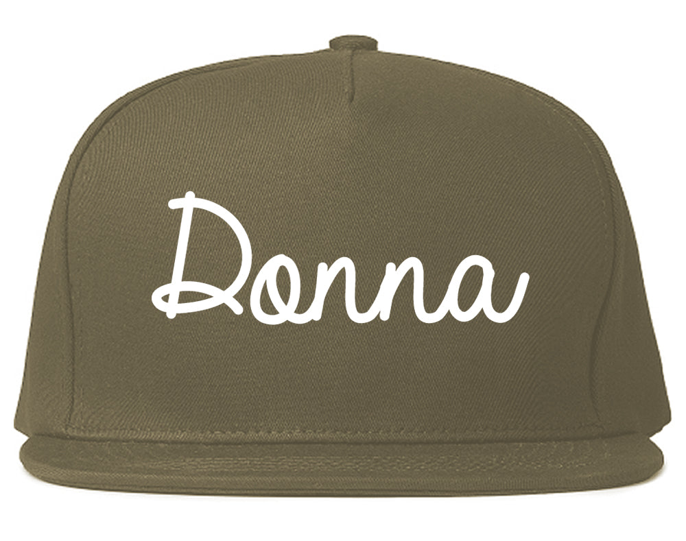 Donna Texas TX Script Mens Snapback Hat Grey