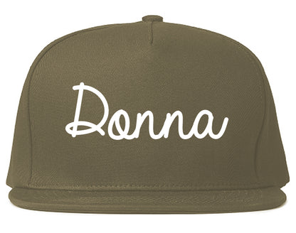 Donna Texas TX Script Mens Snapback Hat Grey