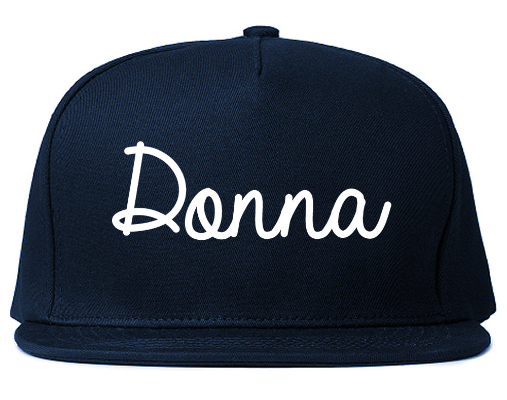 Donna Texas TX Script Mens Snapback Hat Navy Blue