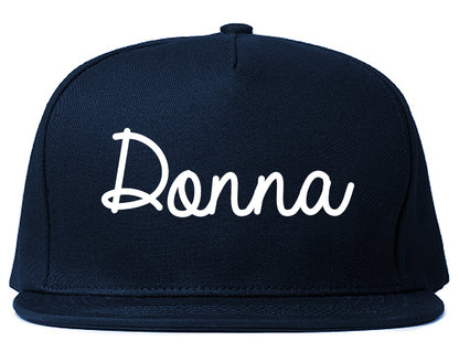Donna Texas TX Script Mens Snapback Hat Navy Blue