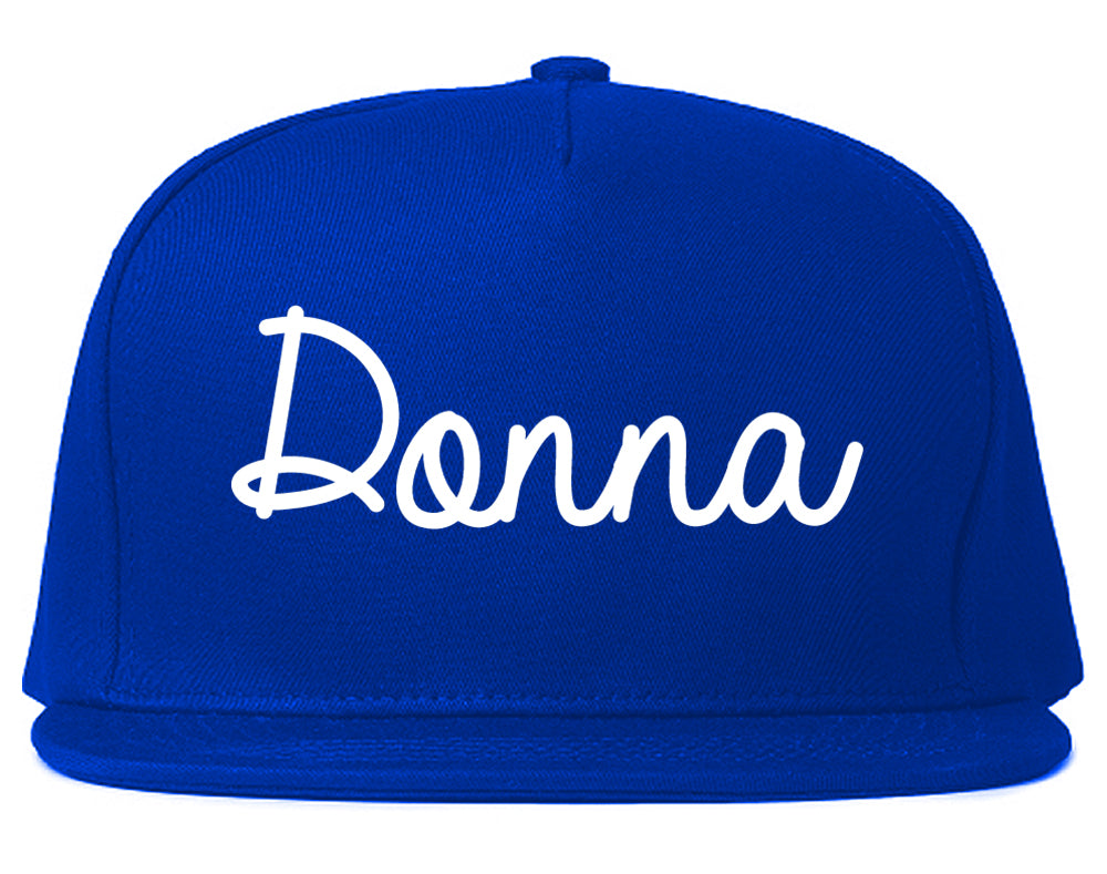 Donna Texas TX Script Mens Snapback Hat Royal Blue