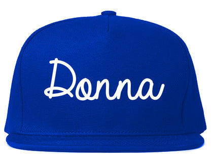 Donna Texas TX Script Mens Snapback Hat Royal Blue
