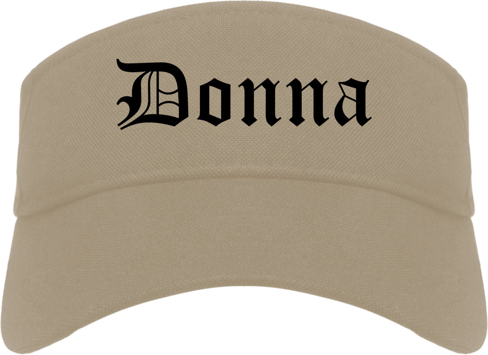 Donna Texas TX Old English Mens Visor Cap Hat Khaki