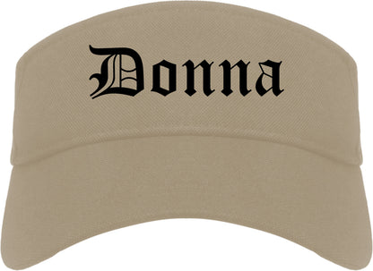 Donna Texas TX Old English Mens Visor Cap Hat Khaki