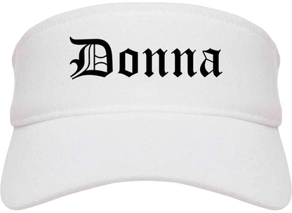 Donna Texas TX Old English Mens Visor Cap Hat White