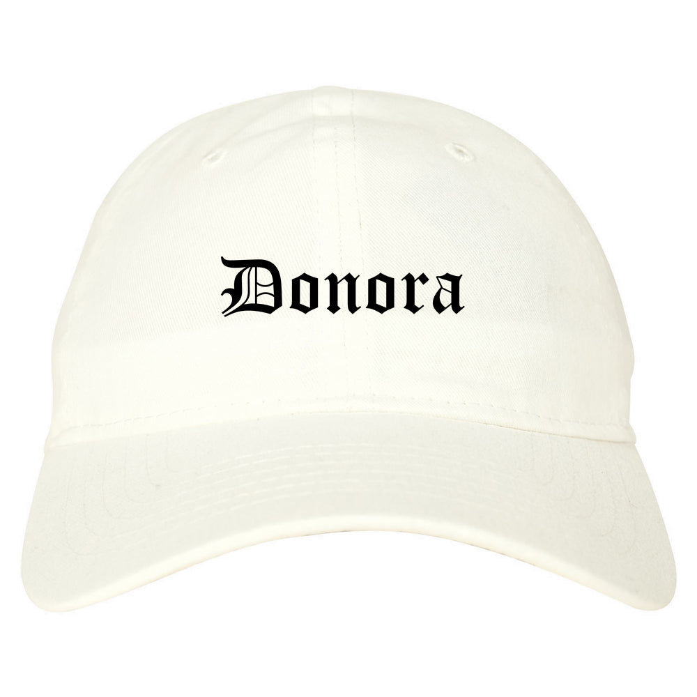 Donora Pennsylvania PA Old English Mens Dad Hat Baseball Cap White