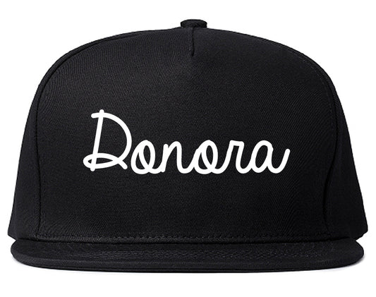 Donora Pennsylvania PA Script Mens Snapback Hat Black
