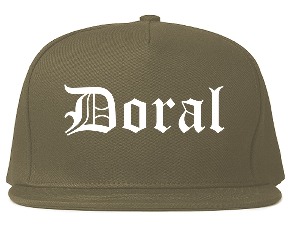 Doral Florida FL Old English Mens Snapback Hat Grey