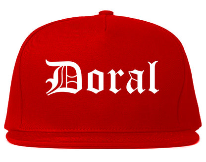 Doral Florida FL Old English Mens Snapback Hat Red