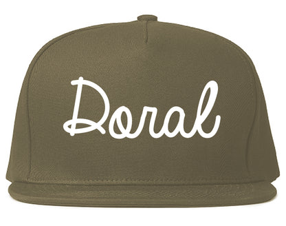 Doral Florida FL Script Mens Snapback Hat Grey