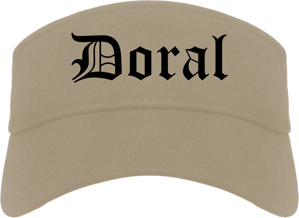 Doral Florida FL Old English Mens Visor Cap Hat Khaki